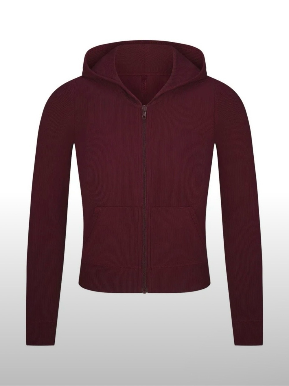 SKIMS NWT Cotton Jersey Zip-Up Slim Hoodie in Currant Size Large
